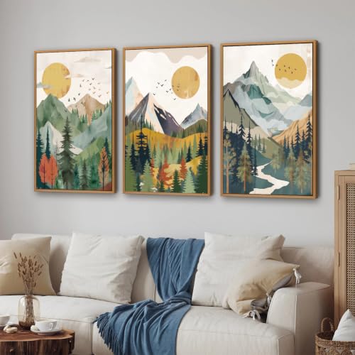 Boho Mountain Framed Canvas Wall Art