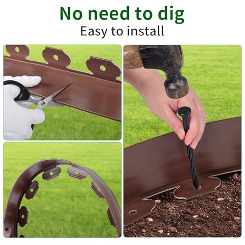 Landscape Edging 4in Garden Edging Borders No Dig 33ft (61 Count)