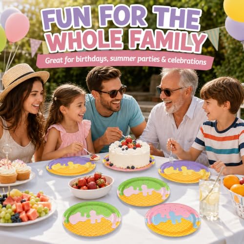 48PCS Ice Cream 7inch Paper Plates (48 Count)