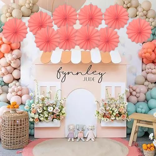 Pink Party Decorations Pink Hanging Paper Round Fans Bulk 8inch DIY