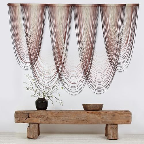 Macrame Wall Hanging Dip Dyed Pink Boho Yarn Fiber Wall Art 57" W x 41" L