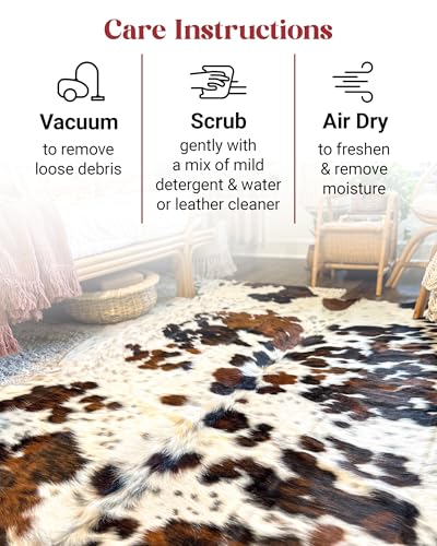 Original Tricolor Cowhide Rug 6x7 ft