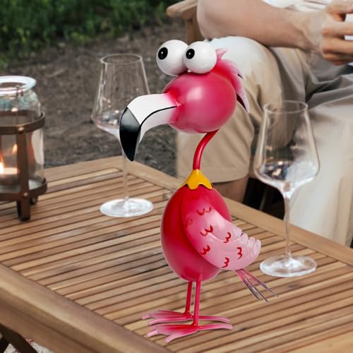 Flamingo Decor Yard Decorations Outdoor Garden Statue Outside Metal Bird Courtyard Art Pink Flamingos for Patio Backyard Porch Decoration