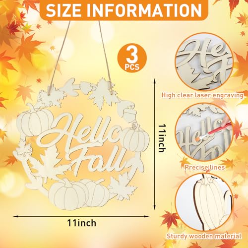 Unfinished Fall Wreaths Wood Crafts to Paint Set of 3 (3 Count)