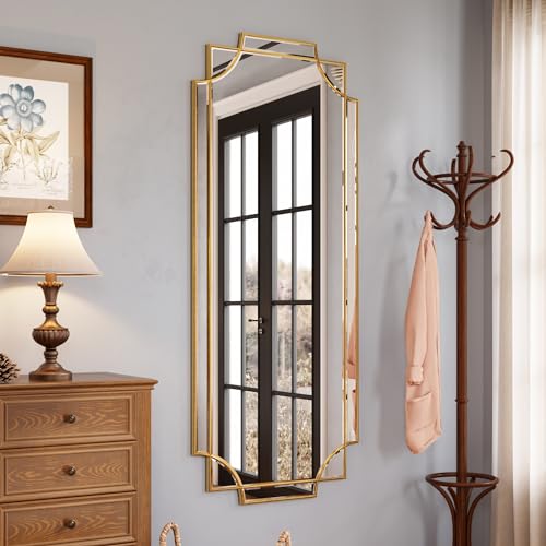 24"x58" Gold Foil Scalloped Edge Decorative Full Length Mirror