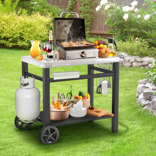 Grill Table Movable Dining Cart