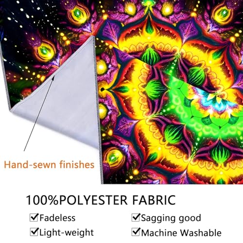 Blacklight Mandala Tapestry for Bedroom
