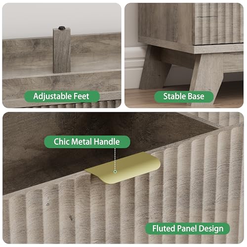 Fluted Dresser for Bedroom with 8 Drawers