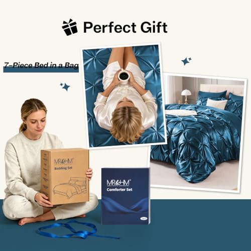 Satin Queen Comforter Set Teal