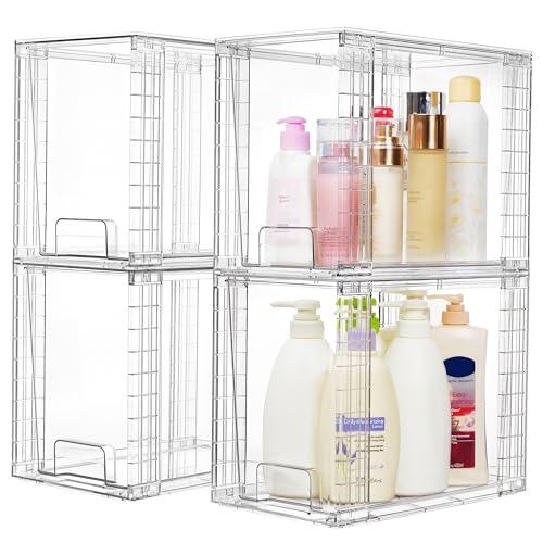 4 Pack Clear Stackable Storage Drawers (4 Count)