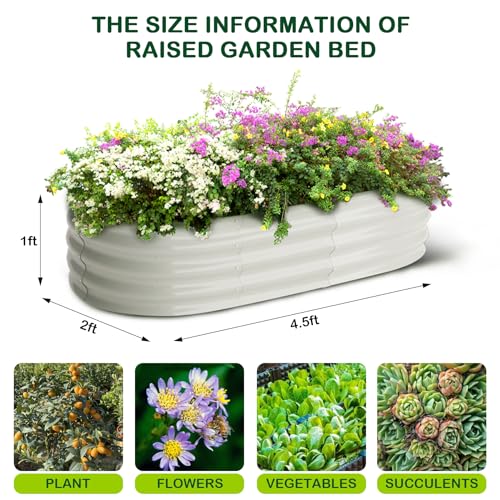 2 Pcs 4.5x2x1ft Oval Raised Garden Bed (2 Count)