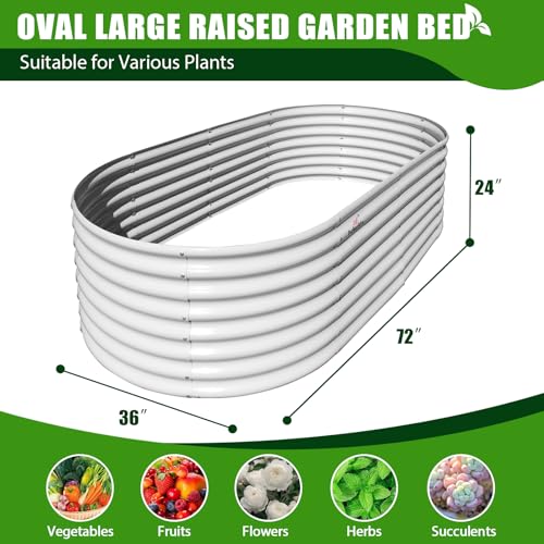 Anleolife 6 Bed 6x3x2ft Oval Galvanized Raised Garden Beds (6 Count)