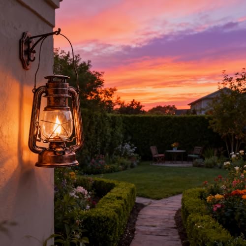 2 Pack Vintage Oil Lamp Hurricane Lantern Kerosene Lantern for Indoor Outdoors Decorative Hanging Metal Oil Lanterns with Wick for Hiking Emergency Camping Party Decoration (2 Count)