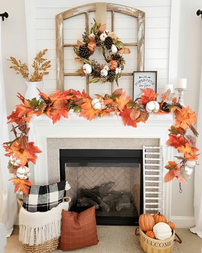 6ft Pumpkin Fall Maple Leaves Garland (6 Foot)