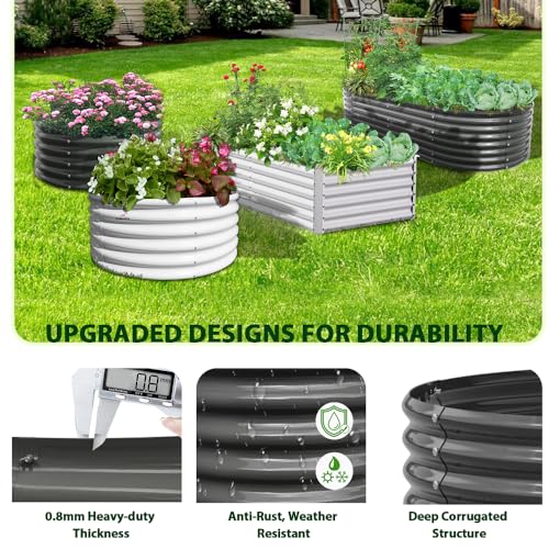 Anleolife 6 Bed 6x3x2ft Oval Galvanized Raised Garden Beds (6 Count)