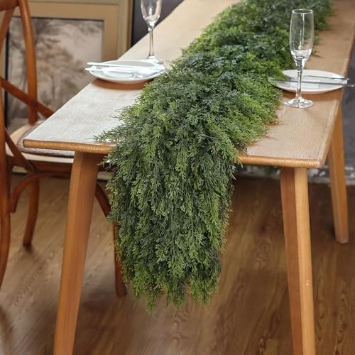 Lifelike Touch Artificial Christmas Cedar Garland for Mantle (12 Foot)