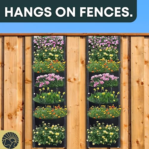 Fence Planters Wall Planters for Outdoors Plants Vertical Planter Balcony Planter Vertical Garden Wall Pocket Planter Outdoor Wall Planter Fence Garden Planter Vertical Wall Garden (7 Count)