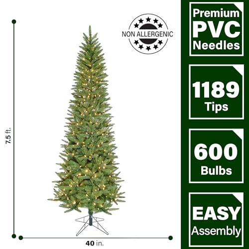 7.5 Ft. Winter Falls Artificial Christmas Tree with Warm White LED Lights and Metal Base
