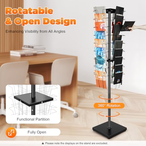 36 Pockets 360° Rotating Magazine Rack