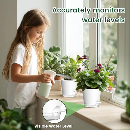 4 inch Self Watering Pots for Indoor Plants (5 Count)
