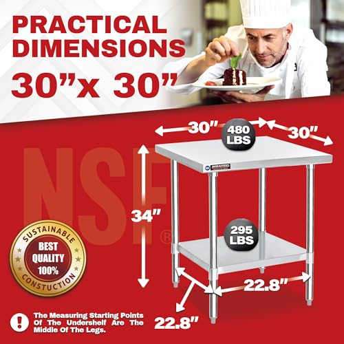30x30 Stainless Steel Work Table