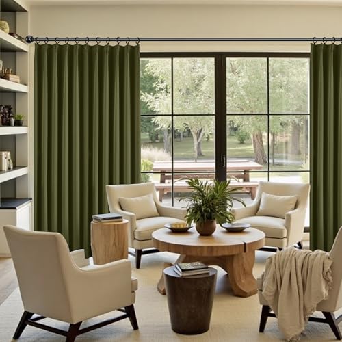 Olive Green Curtains 84 Inch Length 2 Panels Set