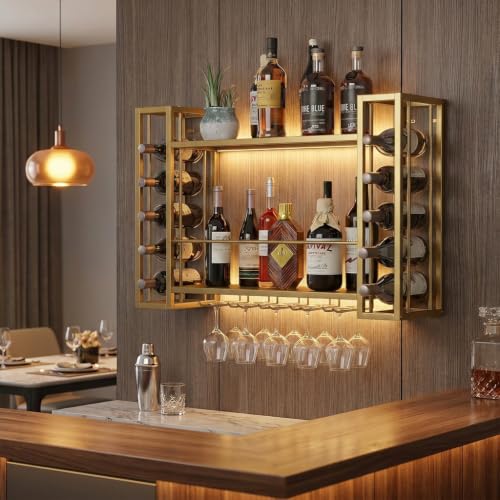 31.5" Wine Rack Wall Mounted with LED Lights