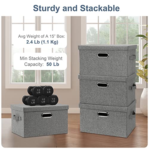 Medium 15" 21 Quart Collapsible Stackable Storage Bins with Lids (3 Count)