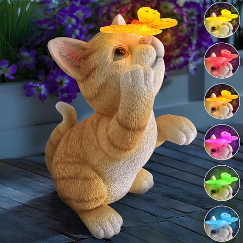 Solar Garden Statue Cat Figurine