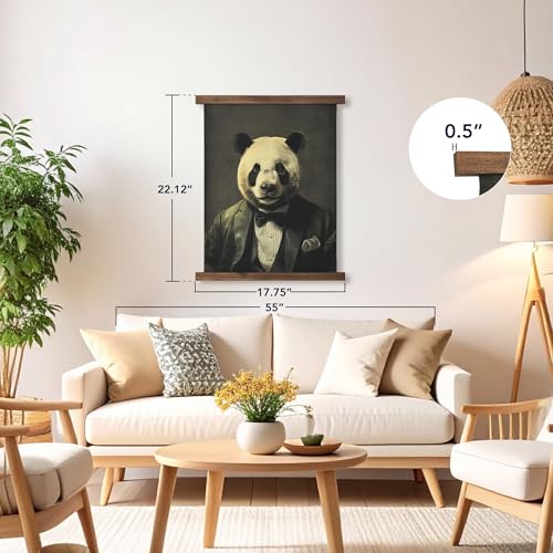 Hanging Linen Dapper Suit Panda Tapestry Vintage Animal Wall Art Hanging