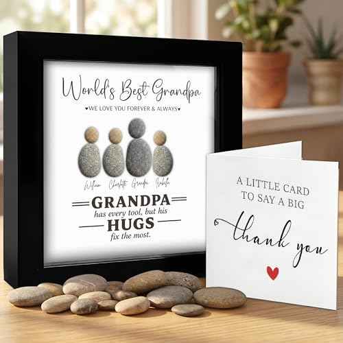 Personalized Grandpa Pebble Art Wooden Frame Sign