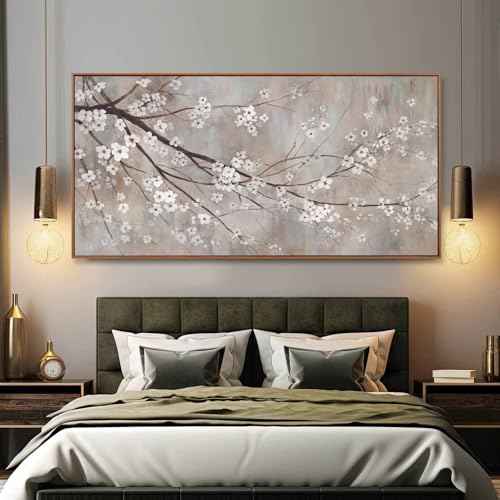 Floral Wall Art Framed Flowers Prints Poster Artwork Plum Blossom Pictures Extra Large Arts 36"x70" for Living Room
