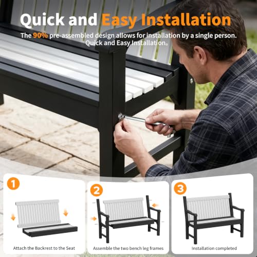 2 Person Outdoor Bench with 700 Lbs Weight Capacity
