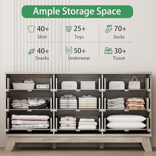 Fluted Dresser for Bedroom with 9 Drawers