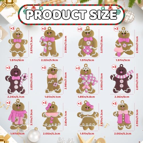 Gingerbread Man Ornaments Christmas Tree Decorations (36 Count)