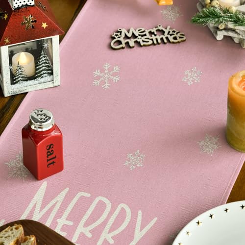 Pink Xmas Trees Table Runner Home Party Decor 13x120 Inch
