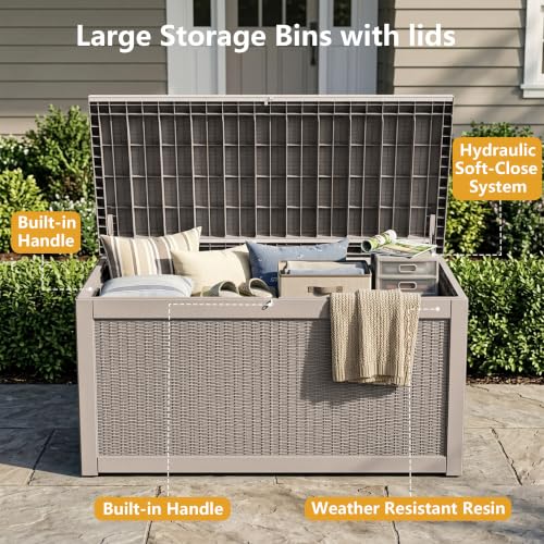 325 Gallon Outdoor Storage Box Waterproof Lockable Resin Deck Box Large