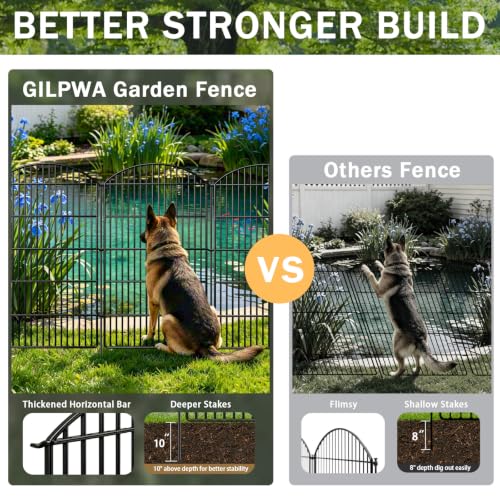 10 Panels Decorative Garden Fence with Lock (96 Sq Ft)