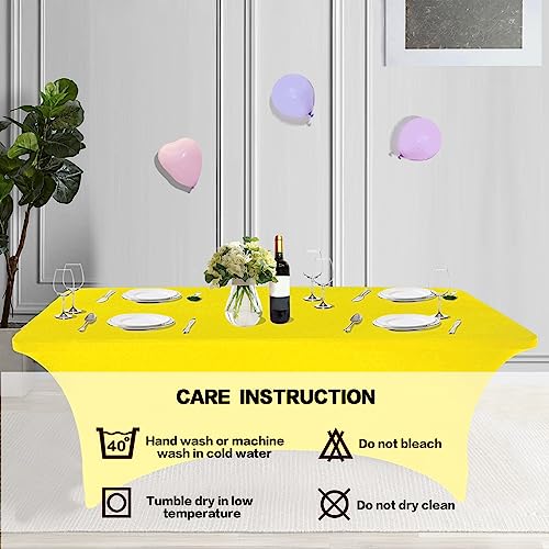 2 Pack 6FT Table Cloth for Rectangular Spandex Yellow Table Cover (2 Count)
