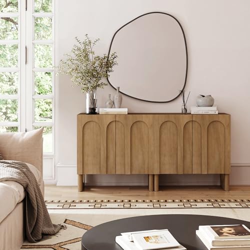Jett Mid Century Modern Wood Credenza Storage Cabinet