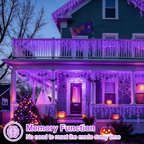 33ft 400 LED Purple Icicle Christmas Lights Outdoor Waterproof (33 Foot)