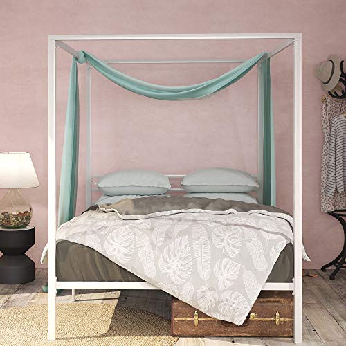 Patricia White Metal Canopy Platform Bed Frame