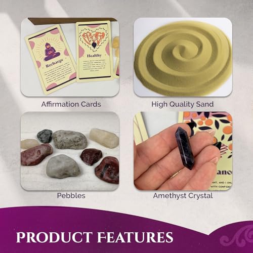 Wooden Zen Garden with Daily Affirmation Cards for Women and Men