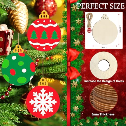 Wooden Christmas Ornaments to Paint Bell Decoration Cutouts Unfinished 36PCS (36 Count)