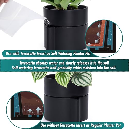 8 Inch Self Watering Planter Pot with Terracotta Insert