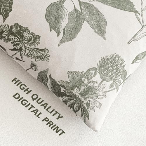 Set of 2 Linen Floral Throw Pillow Covers Vintage Accent Print Decorative Cushion Covers Farmhouse Boho Home Decor for Sofa Chair Couch Bedroom Living Room (2 Count)