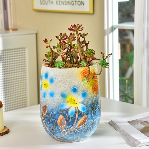 10.6 Inch Hand Painted Ceramic Succulent Plant Pot