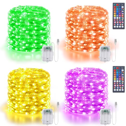 4Pack 34 Colors Changing Fairy Lights Battery Operated with Remote