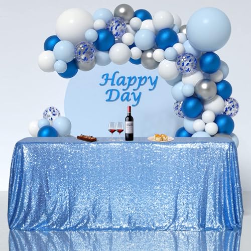 Sequin Tablecloth 90x156 Inch Baby Blue for Wedding Party