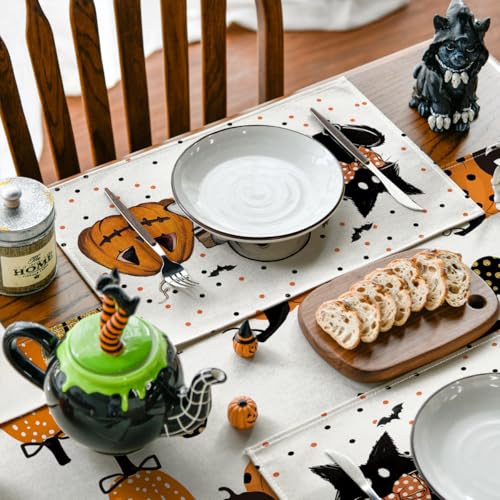 Beige Cat Ghost Halloween Placemats Set of 4 (4 Count)